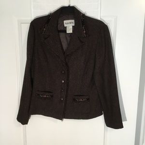 Plaza South Ladies Button Down Lined Blazer Brown/ Gold Size 8